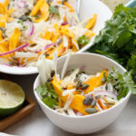 Thinly sliced or grated Jicama Chayote Mango Salad! Fresh and nutritious with only 8 ingredients! freshisreal.com