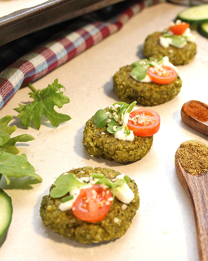 Simple, tasty, oven-baked Green Pea Falafels recipe. Ready in 45 minutes! 8 ingredients + spices! These Green Pea Falafels are a must try! Enjoy them fresh out of the oven! Vegan | Low FODMAP | SIBO Safe | Allergen-Friendly - freshisreal.com #freshisreal #falafels #veganfalafel