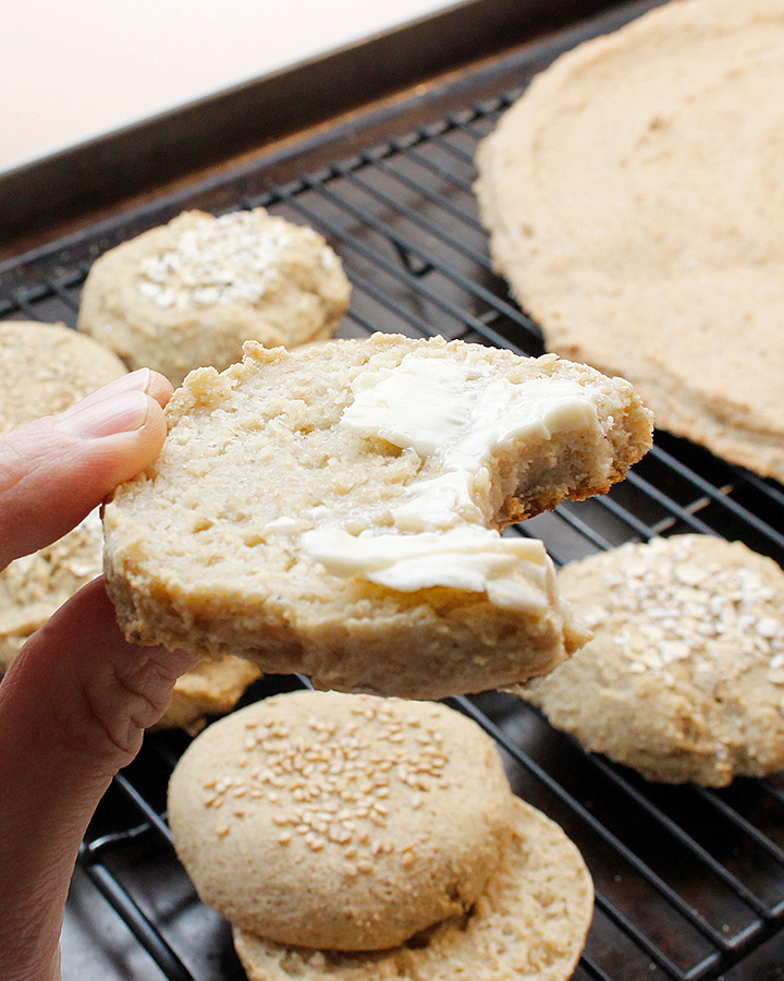 A picture of a plant-based loaf of bread that is prepared without yeast, gluten or top allergens. freshisreal.com