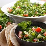 Fresh Garden Tabbouleh Salad served with fresh cassava flatbread
