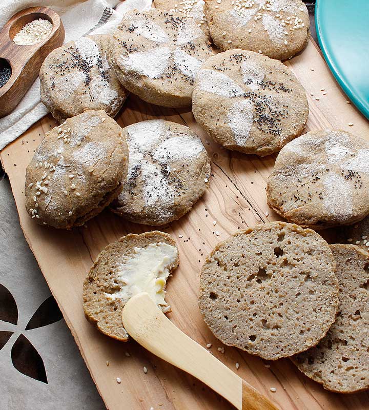 Nutritious Grain-Free Gluten-Free No Fuss Kombucha Buns! Amazing fresh with butter, yummy toasted, perfect sandwich or burger vehicle and an excellent base for mini pizzas. freshisreal.com