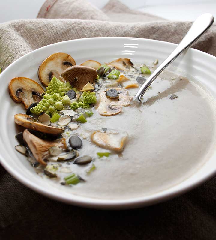 Cauliflower Mushroom Soup GlutenFree Vegan AF Soup Recipe