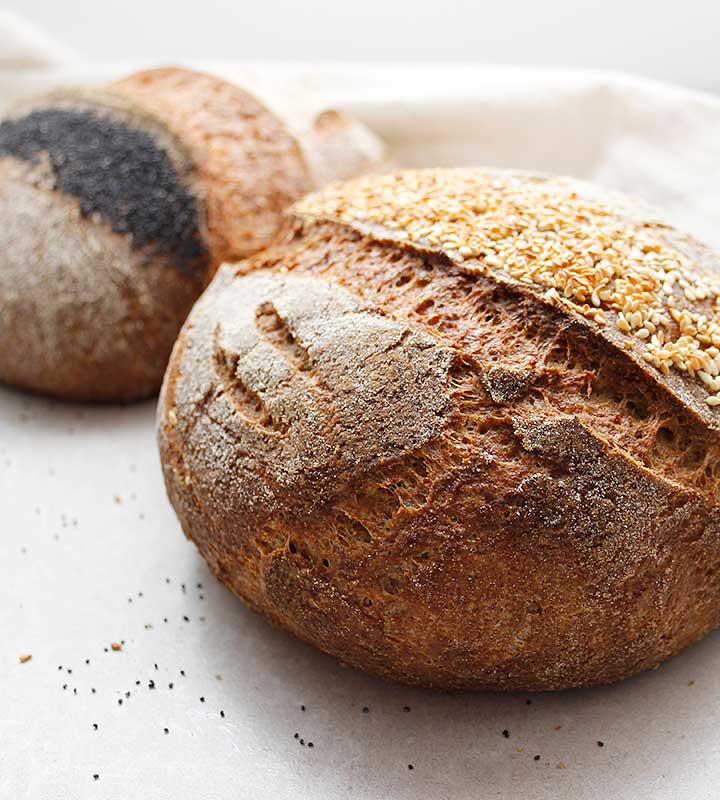 A sourdough loaf prepared with a sorghum sourdough starter (wild yeast). This gluten-free, egg-free and dairy-free bread recipe is also rice-free, vegan and completely allergen-friendly.