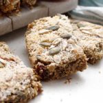 Grain-Free Pumpkin Bars prepared with raw sunflower and pumpkin seeds, tiger nut flour and organic pumpkin purée with a few additional allergen-friendly ingredients.