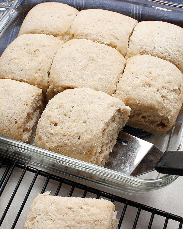 Soft pull-apart Gluten-Free Dinner Rolls yeasted recipe by freshisreal.com