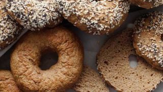 Yeasted gluten-free, vegan and allergen-friendly bagels.
