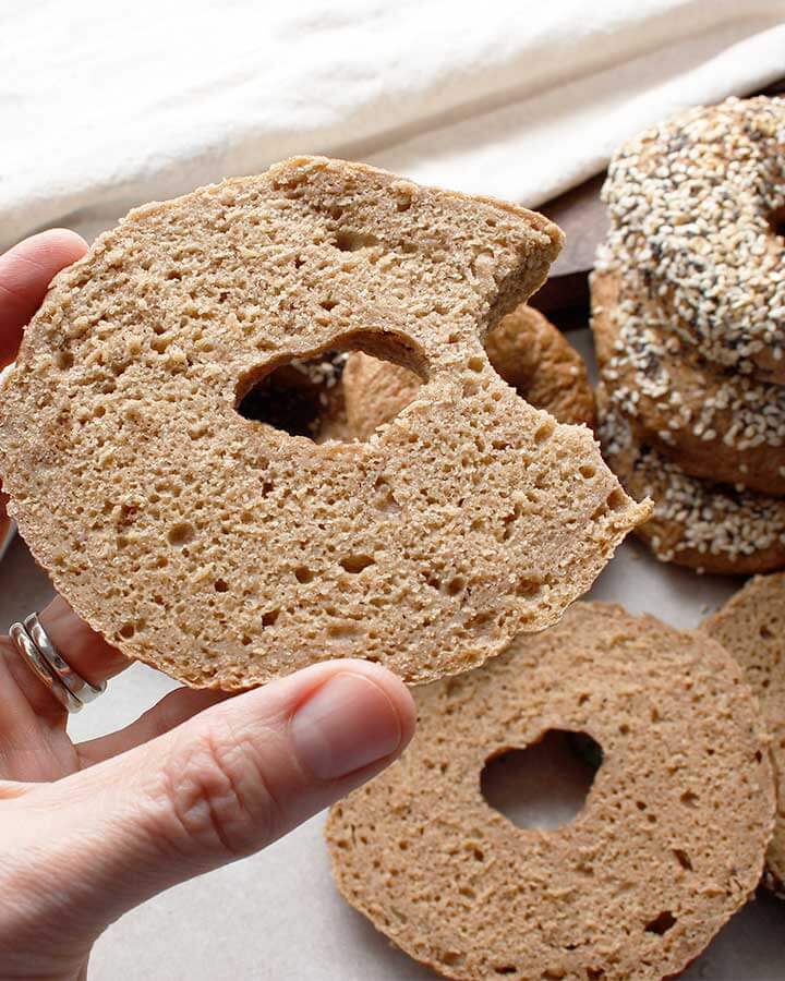 Yeasted gluten-free, vegan and allergen-friendly bagels.