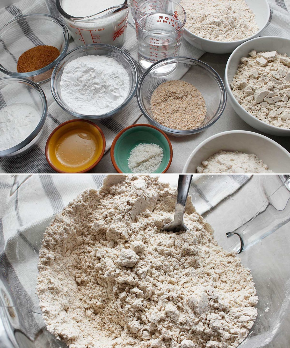 Ingredients for yeast-free, GF, vegan bread recipe.