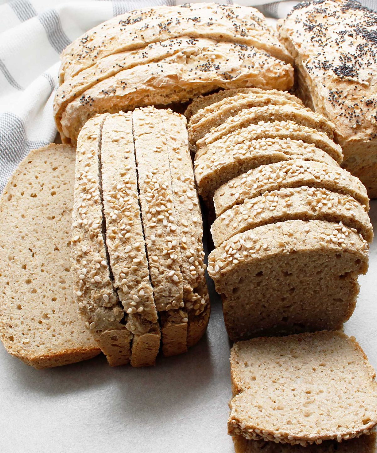 Sliced mini loaves of yeast-free, gluten-free and vegan bread.