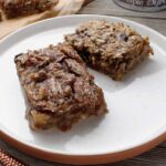 Two allergen-friendly dessert bars in a white plate