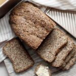 A sliced loaf of bread made with lots of seeds.